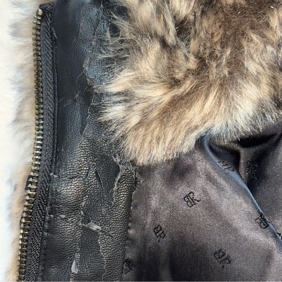 Banana Republic Brown Cozy Faux Fur High Neck Zip Up Sleeveless Winter Vest Sz M - Picture 6 of 14